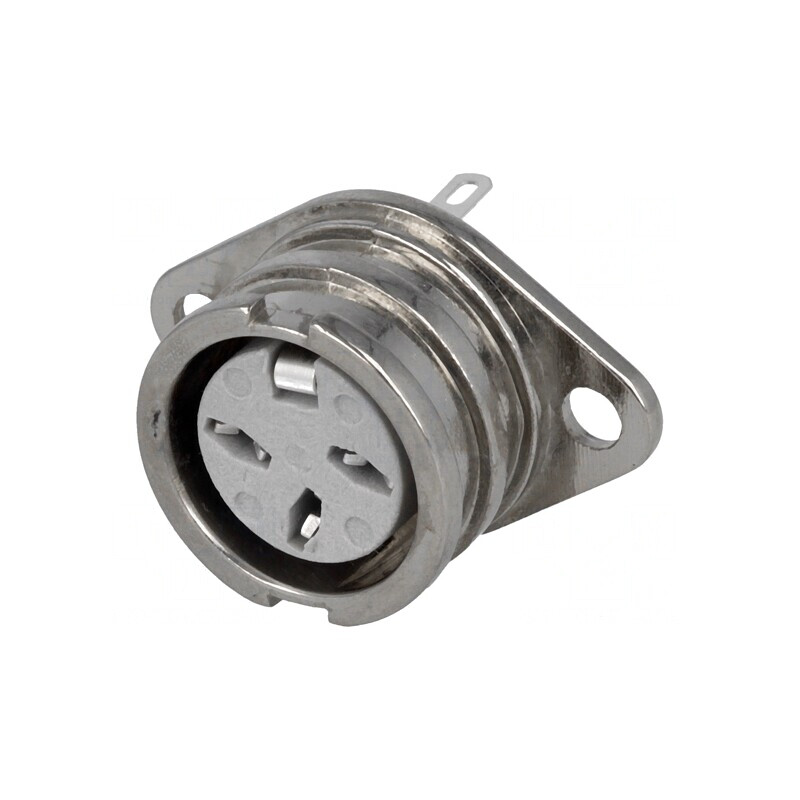 Soclu DIN mamă 3 pini 180° argintat 34V 2A | Electronic-mag.ro | Componente Electronice