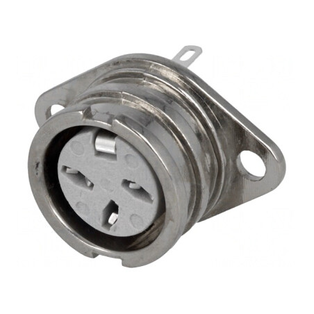 Soclu DIN mamă 3 pini 180° argintat 34V 2A | Electronic-mag.ro | Componente Electronice