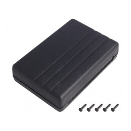 Carcasă universală ABS neagră 84x124x30mm cu șuruburi | Electronic-mag.ro | Componente Electronice
