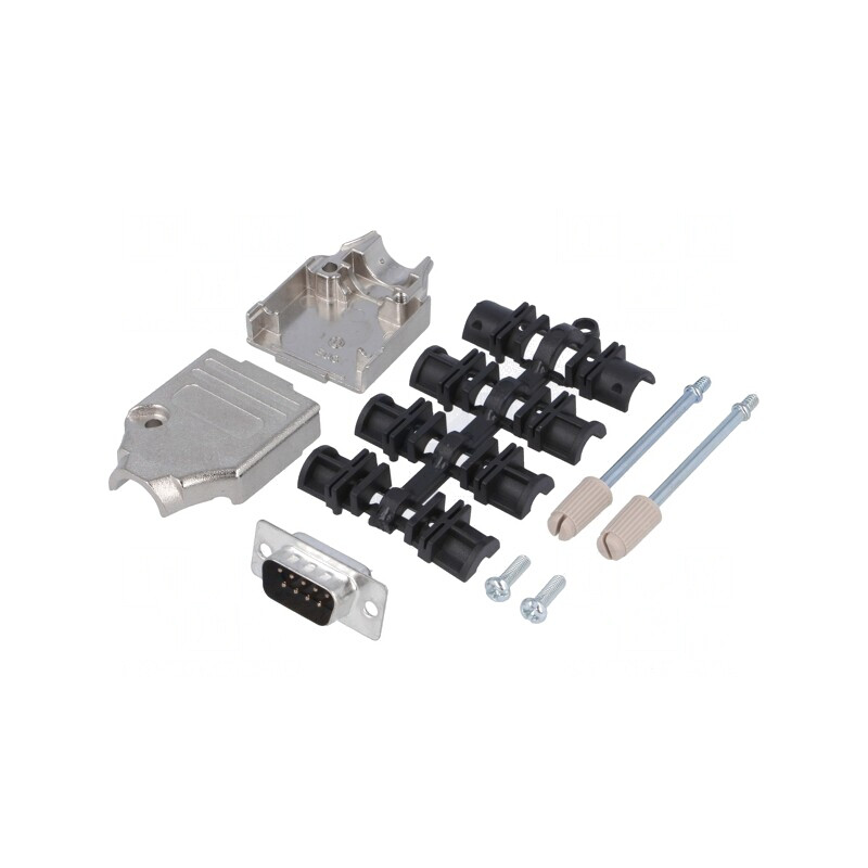Mufă D-Sub 9 PIN Tată Drept pentru Lipire pe Cablu - Set Complet | Electronic-mag.ro | Componente Electronice