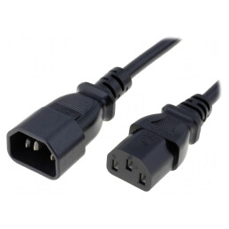 Cablu IEC C13 C14 1m Negru 10A | Electronic-mag.ro | Componente Electronice