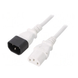 Cablu Alimentare 1m Alb 3x0,75mm2 IEC C13 la C14 10A | Electronic-mag.ro | Componente Electronice