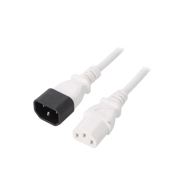 Cablu Alimentare 1m Alb 3x0,75mm2 IEC C13 la C14 10A | Electronic-mag.ro | Componente Electronice Cablu Alimentare 1m Alb 3x0,75mm2 IEC C13 la C14 10A | Electronic-mag.ro | Componente Electronice