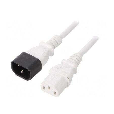 Cablu Alimentare 1m Alb 3x0,75mm2 IEC C13 la C14 10A | Electronic-mag.ro | Componente Electronice