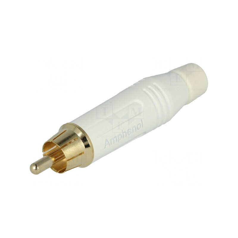 Mufă RCA Tată Albă Aurită pentru Cablu | Electronic-mag.ro | Componente Electronice