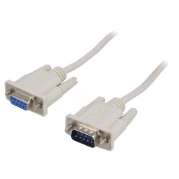 Cablu D-Sub 9 pini soclu-mufă 2m alb | Electronic-mag.ro | Componente Electronice