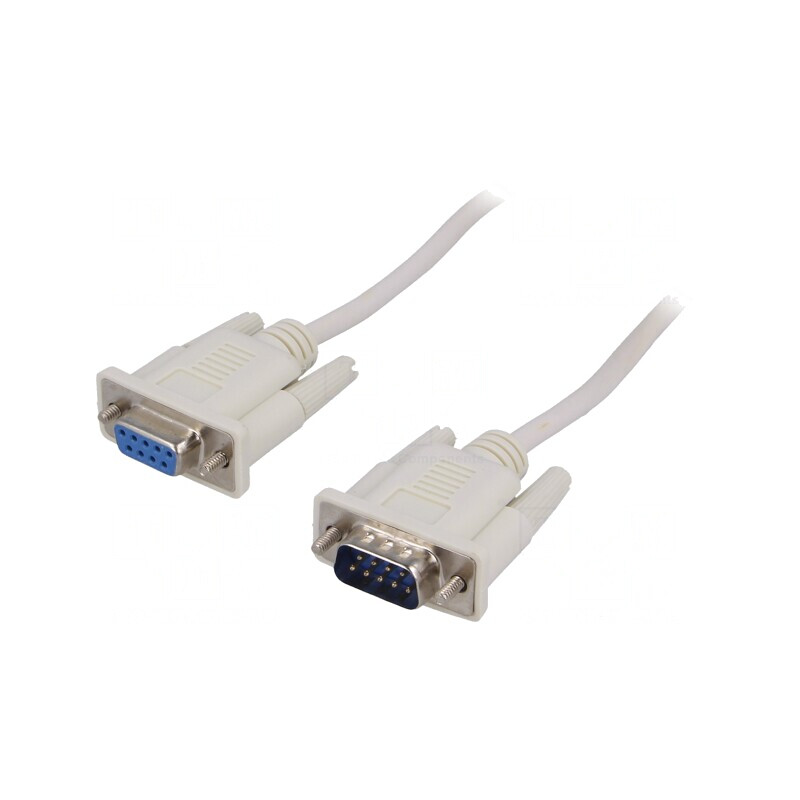 Cablu D-Sub 9 pini soclu-mufă 2m alb | Electronic-mag.ro | Componente Electronice