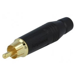 Mufă RCA Tată Aurită Neagră pentru Cablu 3-7mm