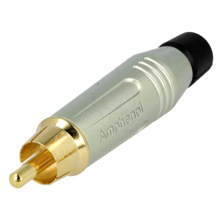 Mufă RCA Tată Aurit Gri pe Cablu | Electronic-mag.ro | Componente Electronice