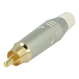 Conector RCA Tată Drept Gri Aurit pentru Lipire | Electronic-mag.ro | Componente Electronice
