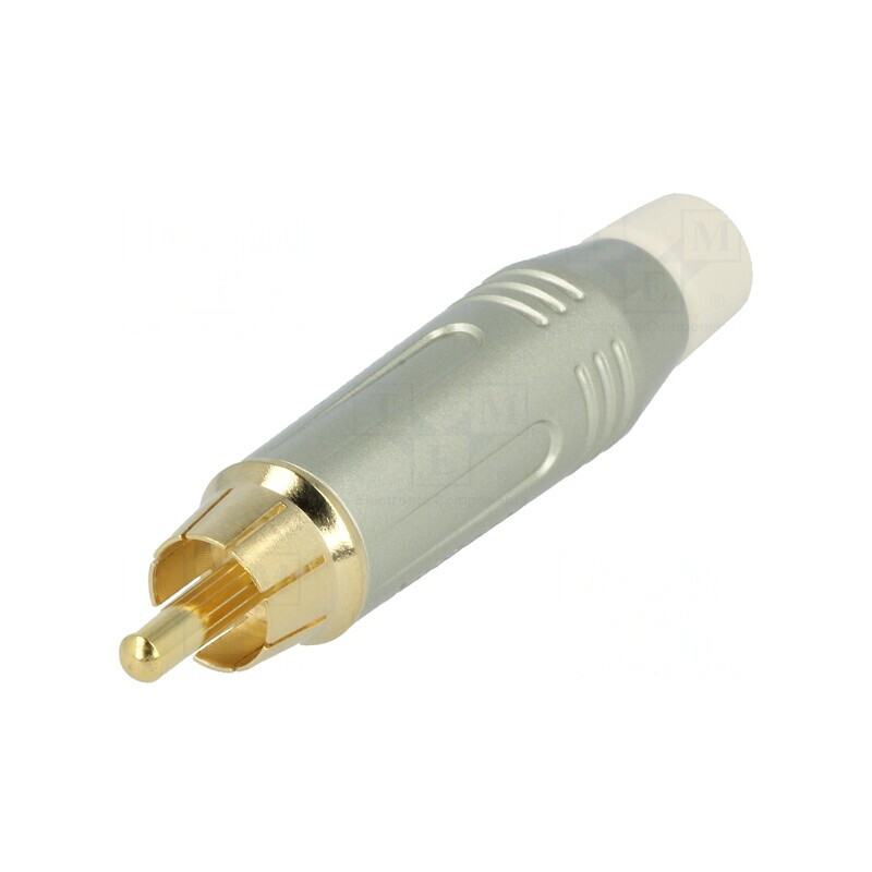 Conector RCA Tată Drept Gri Aurit pentru Lipire | Electronic-mag.ro | Componente Electronice