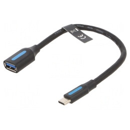 Cablu USB 3.0 A la USB C, 0.15m, Negru