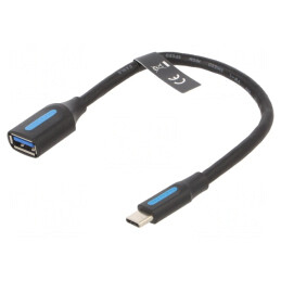 Cablu USB 3.0 A la USB C, 0.15m, Negru | Electronic-mag.ro | Componente Electronice