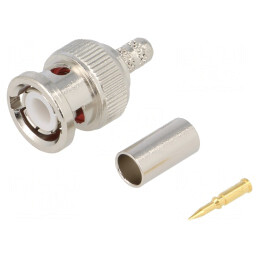 Mufă BNC Tată Drept 50Ω Crimpat Aurit | Electronic-mag.ro | Componente Electronice