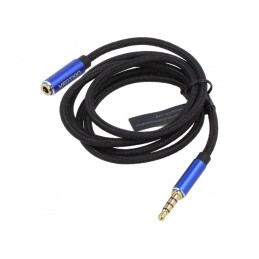 Cablu Audio Jack 3,5mm 4 pini 1m Negru | Electronic-mag.ro | Componente Electronice