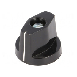 Buton rotativ cu flanșă și indicator plastic, negru, Ø 6mm | Electronic-mag.ro | Componente Electronice