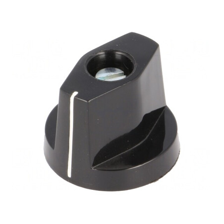 Buton rotativ cu flanșă și indicator plastic, negru, Ø 6mm | Electronic-mag.ro | Componente Electronice