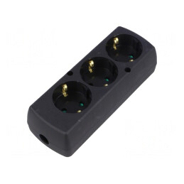 Conector: alimentare AC mamă spliter 2P+PE 250VAC 16A neagră | Electronic-mag.ro | Componente Electronice