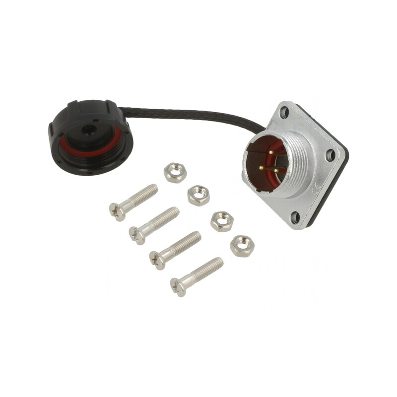 Soclu WF16 Tată 3PIN IP67 10A Aurit 500V 2mm2 | Electronic-mag.ro | Componente Electronice