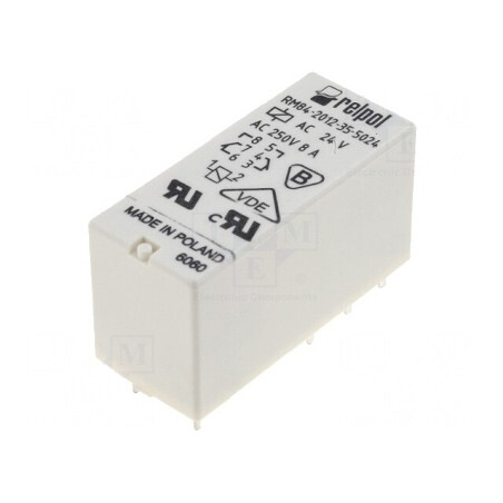 Releu Electromagnetic DPDT 24VAC 8A PCB | Electronic-mag.ro | Componente Electronice