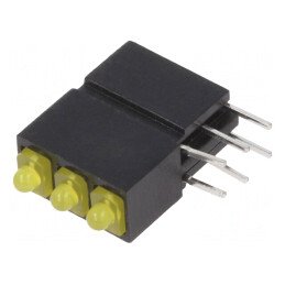 LED; în carcasă; galbenă; 1,8mm; Nr.diode: 3; 20mA; 70°; 5÷17mcd