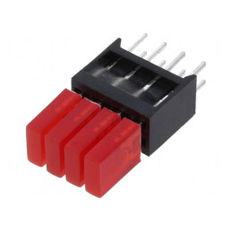 LED; în carcasă; roşie; 1,8mm; Nr.diode: 4; 20mA; 110°; 3÷7mcd