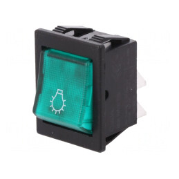 Comutator Rocker DPST ON-OFF 16A/250V Verde Neon | Electronic-mag.ro | Componente Electronice