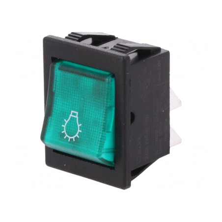 Comutator Rocker DPST ON-OFF 16A/250V Verde Neon | Electronic-mag.ro | Componente Electronice