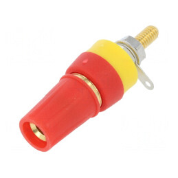 Soclu Banană 4mm 15A Roșu Aurit Panou 42mm | Electronic-mag.ro | Componente Electronice