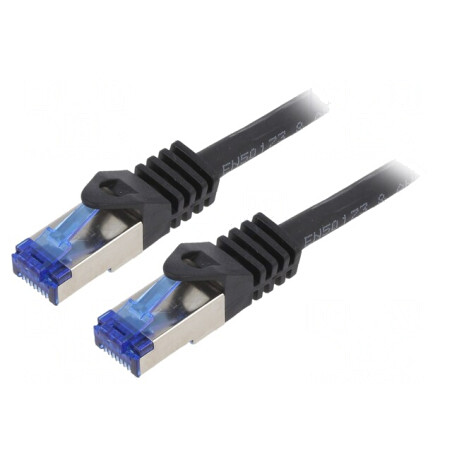 Patch Cord S/FTP Cat 6a Cu LSZH Negru 1m | Electronic-mag.ro | Componente Electronice