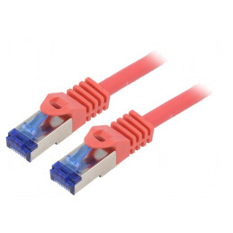 Patch Cord S/FTP Cat6a LSZH Roșu 1m | Electronic-mag.ro | Componente Electronice