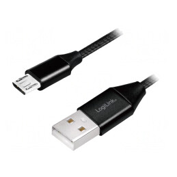 Cablu USB 2.0 A la Micro B 1m Negru PVC | Electronic-mag.ro | Componente Electronice