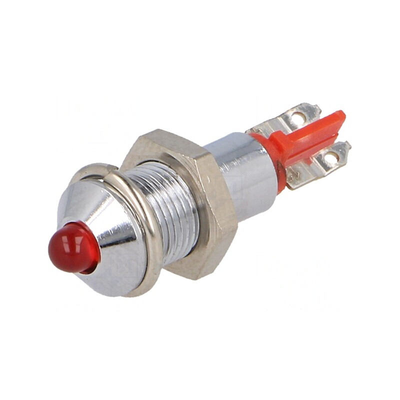 Lampă LED Control Roșie 12-14VDC Metal Ø6.2mm IP40 | Electronic-mag.ro | Componente Electronice