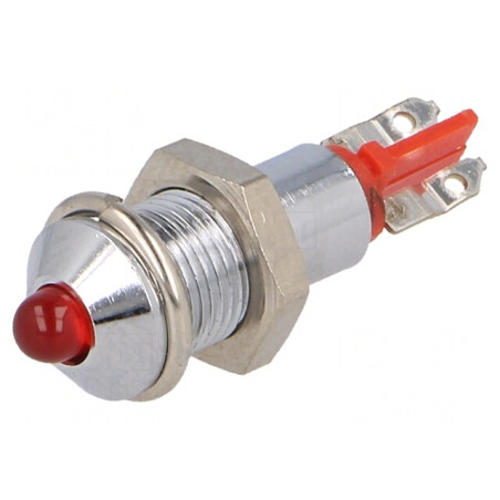 Lampă LED Control Roșie 12-14VDC Metal Ø6.2mm IP40 | Electronic-mag.ro | Componente Electronice