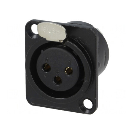 Soclu XLR Mamă 3-Pin Metalic Negru | Electronic-mag.ro | Componente Electronice