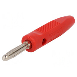Mufă Banană 4mm Roșie 16A 50VDC Pe Cablu 2.5mm² | Electronic-mag.ro | Componente Electronice