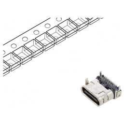 Soclu USB-C Hibrid 24-Pin Montare Orizontală | Electronic-mag.ro | Componente Electronice