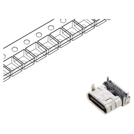 Soclu USB-C Hibrid 24-Pin Montare Orizontală | Electronic-mag.ro | Componente Electronice