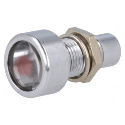Lampă LED Convexă Roșie Ø8,2mm IP67 Alamă | Electronic-mag.ro | Componente Electronice