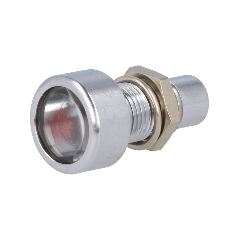 Lampă LED Convexă Roșie Ø8,2mm IP67 Alamă | Electronic-mag.ro | Componente Electronice