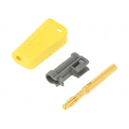 Mufă Banană 4mm Galbenă Neizolată 19A | Electronic-mag.ro | Componente Electronice
