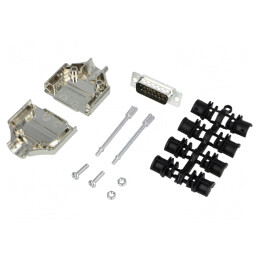 Mufă D-Sub PIN 15 Tată Lipire pe Cablu - Set Complet | Electronic-mag.ro | Componente Electronice