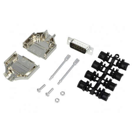 Mufă D-Sub PIN 15 Tată Lipire pe Cablu - Set Complet | Electronic-mag.ro | Componente Electronice