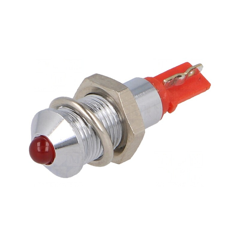 "Lampă LED Convex Roșie 24-28VDC Ø6.2mm IP40 Metal" | Electronic-mag.ro | Componente Electronice