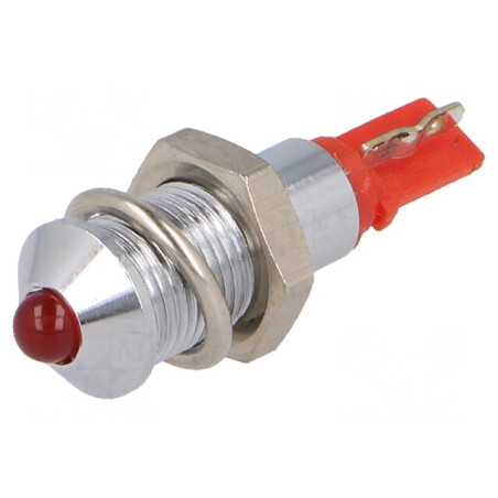 "Lampă LED Convex Roșie 24-28VDC Ø6.2mm IP40 Metal" | Electronic-mag.ro | Componente Electronice