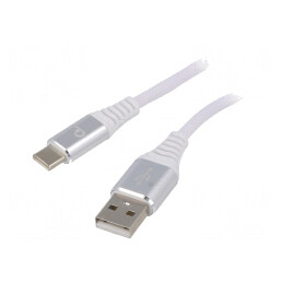 Cablu USB 2.0 USB A la USB C Aurit 1m Alb 480Mbps | Electronic-mag.ro | Componente Electronice