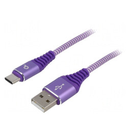 Cablu USB 2.0 USB A la USB C 1m Violet 480Mbps | Electronic-mag.ro | Componente Electronice