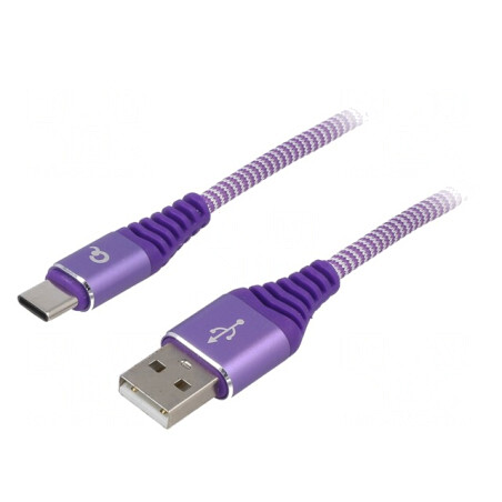 Cablu USB 2.0 USB A la USB C 1m Violet 480Mbps | Electronic-mag.ro | Componente Electronice