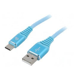 Cablu USB 2.0 USB-A la USB-C Aurit 1m Turcuaz | Electronic-mag.ro | Componente Electronice