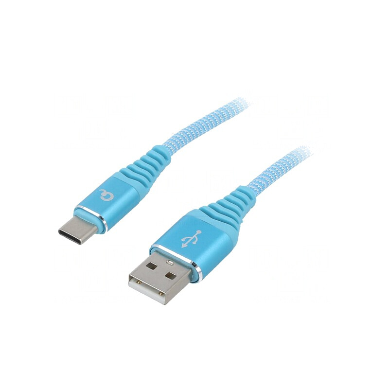 Cablu USB 2.0 USB-A la USB-C Aurit 1m Turcuaz | Electronic-mag.ro | Componente Electronice